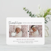 Chic danke Ihnen Foto Collage Birth Ankündigung (Stehend Vorderseite)