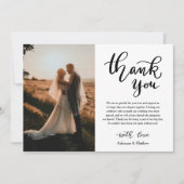 Chic Danke, Script Wedding Foto Dankeskarte (Vorderseite)