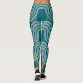 Chic Dark Aquamarin Green Curves Muster Leggings (Rückseite)