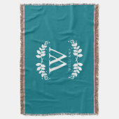 Chic Dark Aquamarin Monogram Decke (Vorderseite Vertikal)