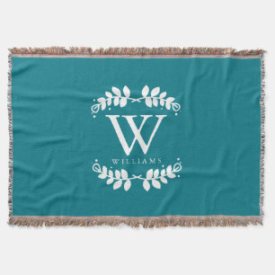 Chic Dark Aquamarin Monogram Decke