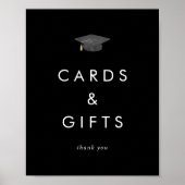 Chic Dark Black Cap Abschluss Karten und Geschenke Poster (Vorne)