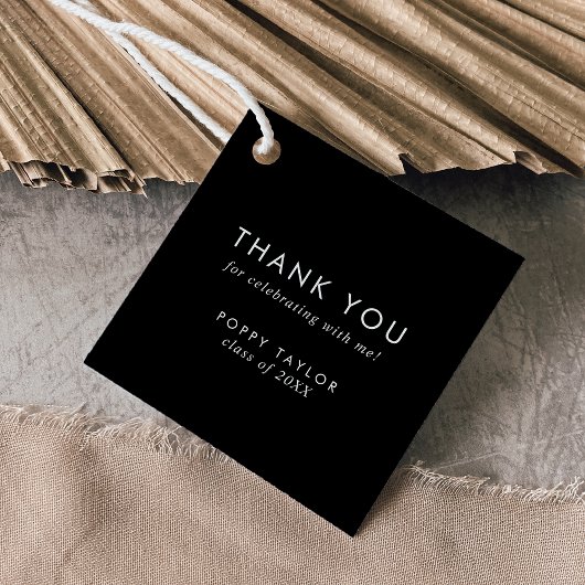 Chic Dark Black Danke Abschluss Geschenkanhänger