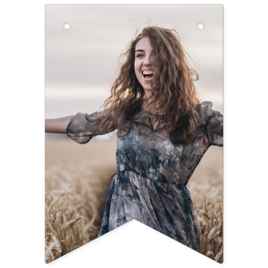 Chic Dark Black Foto Glückwunschs Grad Abschluss Wimpelkette (Erste Fahne)