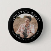 Chic Dark Black Glückwunschs Grad Foto Abschluss Button (Vorderseite)