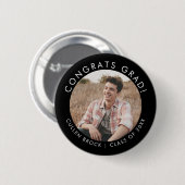 Chic Dark Black Glückwunschs Grad Foto Abschluss Button (Vorne & Hinten)