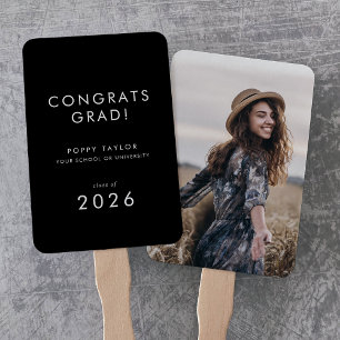 Chic Dark Black Glückwunschs Grad Foto Abschluss Fächer