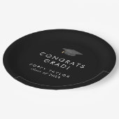 Chic Dark Black Grad Cap Glückwunschs Grad Abschlu Pappteller (Schrägansicht)