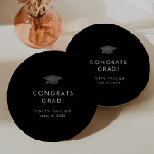 Chic Dark Black Grad Cap Glückwunschs Grad Abschlu Pappteller