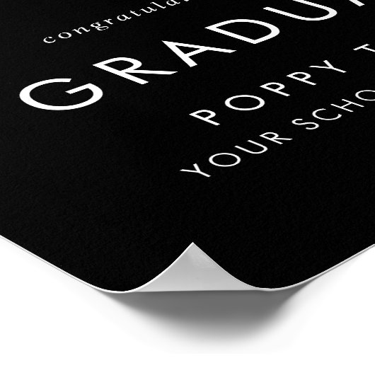 Chic Dark Black Grad Cap Herzlichen Glückwunsch Gr Poster (Ecke)