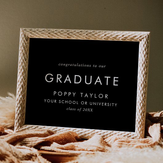 Chic Dark Black gratulieren Graduate Poster