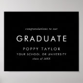 Chic Dark Black gratulieren Graduate Poster (Vorne)