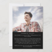 Chic Dark Black Message and Foto Abschluss Ankündigung (Rückseite)