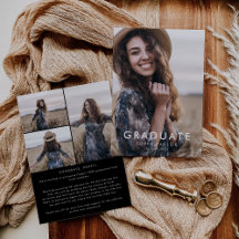 Chic Dark Black Message Foto Collage Abschluss