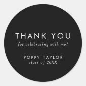 Chic Dark Black Vielen Dank Abschluss Gefallen Sti Runder Aufkleber (Vorderseite)