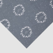 Chic Dark Blue Gray + White Christmas Holly Wreath Seidenpapier (Ausschnitt)
