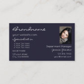 Chic Dark Blue Sparkling Glitzer Stars mit Foto Visitenkarte (Rückseite)