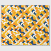 Chic Dark Blue Sunny Yellow Circles Art Pattern Geschenkpapier (Flach)