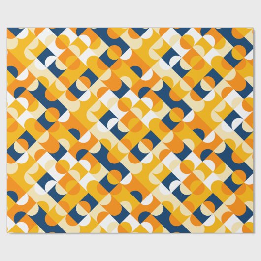 Chic Dark Blue Sunny Yellow Circles Art Pattern Geschenkpapier (Flach)
