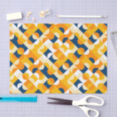 Chic Dark Blue Sunny Yellow Circles Art Pattern Seidenpapier (Handwerk)