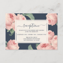Chic Dark Blue Vintag Pink Rose Blumenhochzeit