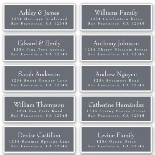 Chic Dark Blue Wedding Guest Address Labels (Vorderseite)