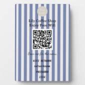 Chic Dark Blue & White Stripes QR Code Wifi Fotoplatte (Vorderseite)