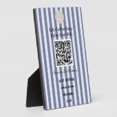 Chic Dark Blue & White Stripes QR Code Wifi Fotoplatte (Seite)