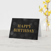 Chic Dark Bokeh Lights Imitats Gold Happy Birthday Karte (Gelbe Blume)
