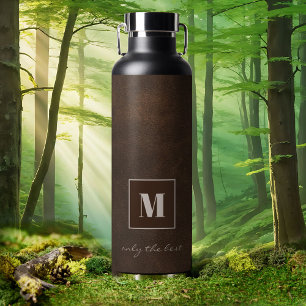 Chic Dark Brown Imitats Leather Water Flasche