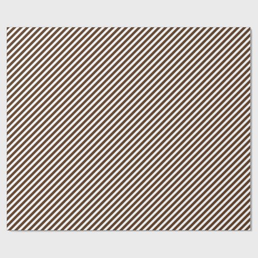 Chic Dark Coffee Brown White Stripes Muster Geschenkpapier (Flach)