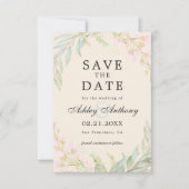 Chic Dark Emerald and Pink Floral Elegant Save The Date (Vorderseite)