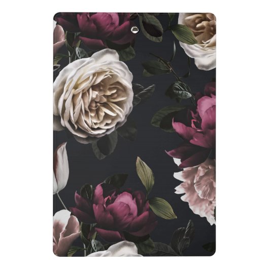 Chic Dark Floral Bouquet Mini Klemmbrett (Rückseite)