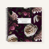 Chic Dark Floral on Plum | PERSONALISIERT Notizblock (Vorderseite)