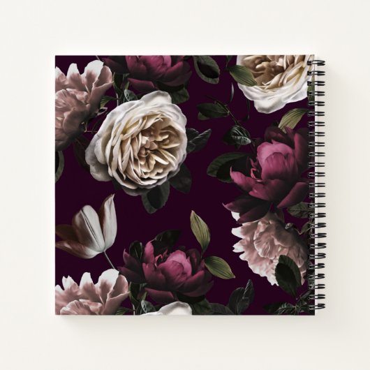 Chic Dark Floral on Plum | PERSONALISIERT Notizblock (Rückseite)