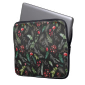 Chic Dark Gray Christmas Botanical Foliage Muster Laptopschutzhülle (Vorderseite Links)