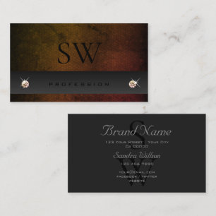 Chic Dark Gray Orange Gradient Snake mit Monogramm Visitenkarte