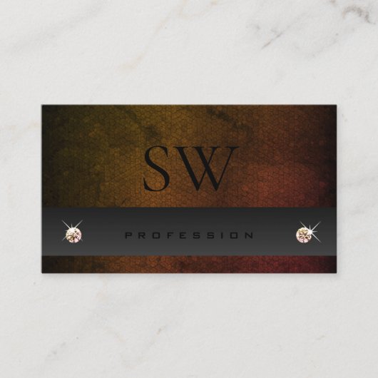 Chic Dark Gray Orange Gradient Snake mit Monogramm Visitenkarte (Vorderseite)