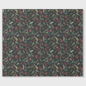 Chic Dark Gray Weihnachten Botanische Grüne Geschenkpapier (Flach)