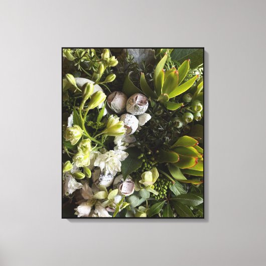 Chic Dark Green Botanical Leaves Leinwanddruck (Vorderseite)