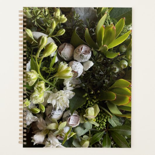 Chic Dark Green Botanical Leaves Planer (Vorderseite)