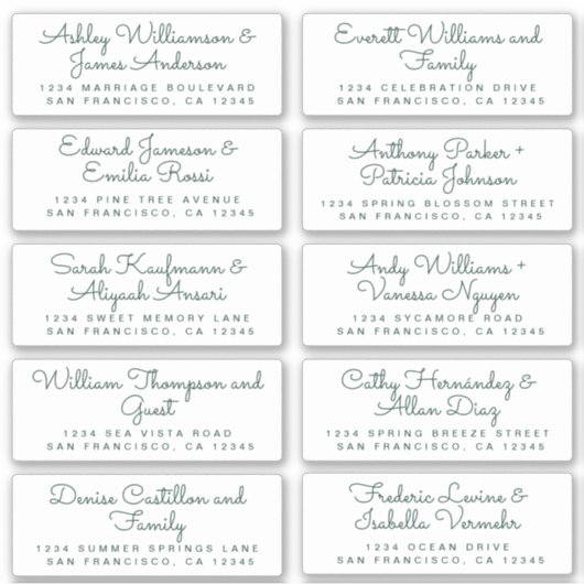 Chic Dark Green Calligraphy Guest Address Labels (Vorderseite)