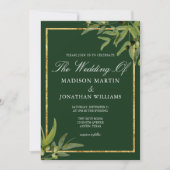 Chic Dark Green Gold Botanical Vine Herbsthochzeit Einladung (Vorderseite)