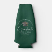Chic Dark Green Graduate Custom Graduation Party Flaschenkühler (Vorderseite)