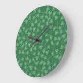 Chic Dark Green Kleeblatts Ditsy Pattern Wall Cloc Große Wanduhr (Winkel)