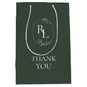 Chic Dark Green | Monogram Wedding Danke Mittlere Geschenktüte (Vorderseite)