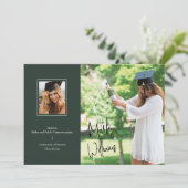 Chic Dark Green Signature Abschluss Ankündigung (Stehend Vorderseite)