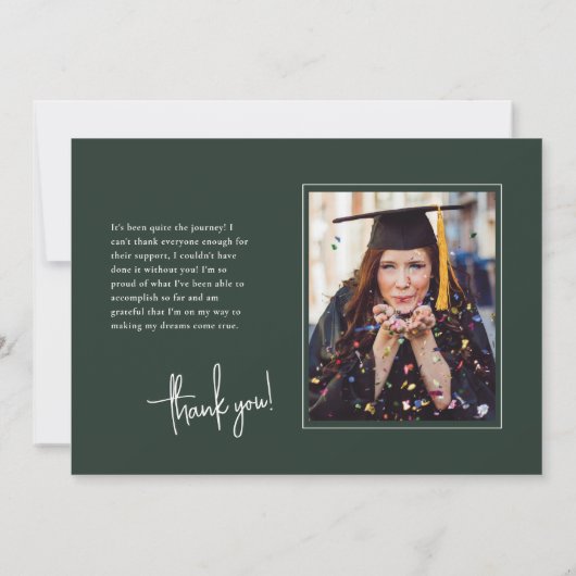 Chic Dark Green Signature Abschluss Ankündigung (Rückseite)