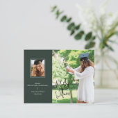 Chic Dark Green Signature Abschluss Ankündigung Postkarte (Stehend Vorderseite)