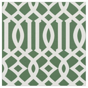 Chic Dark Green und White Trellis Lattice Muster Stoff
